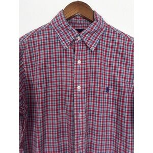 Polo Ralph Lauren Men's Med Classic Fit Cotton Stretch Red Plaid Button Down VTG